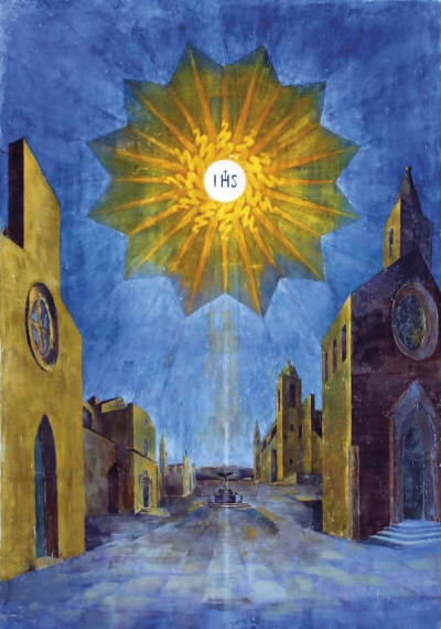 ERMINIO TRABUCCO:     Le Chiese di Agnone - 1958 - affresco - Agnone, S. Bernardino