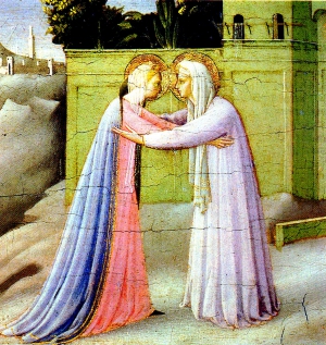 BEATO ANGELICO: La Visitazione - (part.) - predella della Pala di Montecarlo - 1432 - Basilica di S. Maria delle Grazie, San Giovanni Valdarno