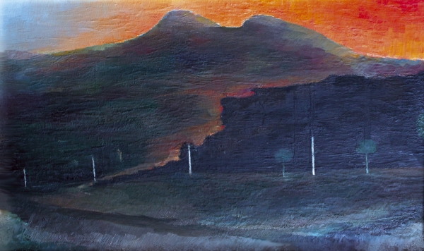 ERMINIO TRABUCCO: L’Etna vista da Mascali  – 1960 – olio su tavola – 38 x 60 cm.